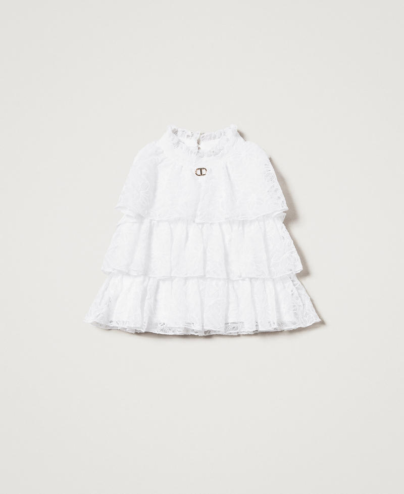 Embroidered tulle top with flounces "Ice" White Girl 251GJ2526_00808_S0