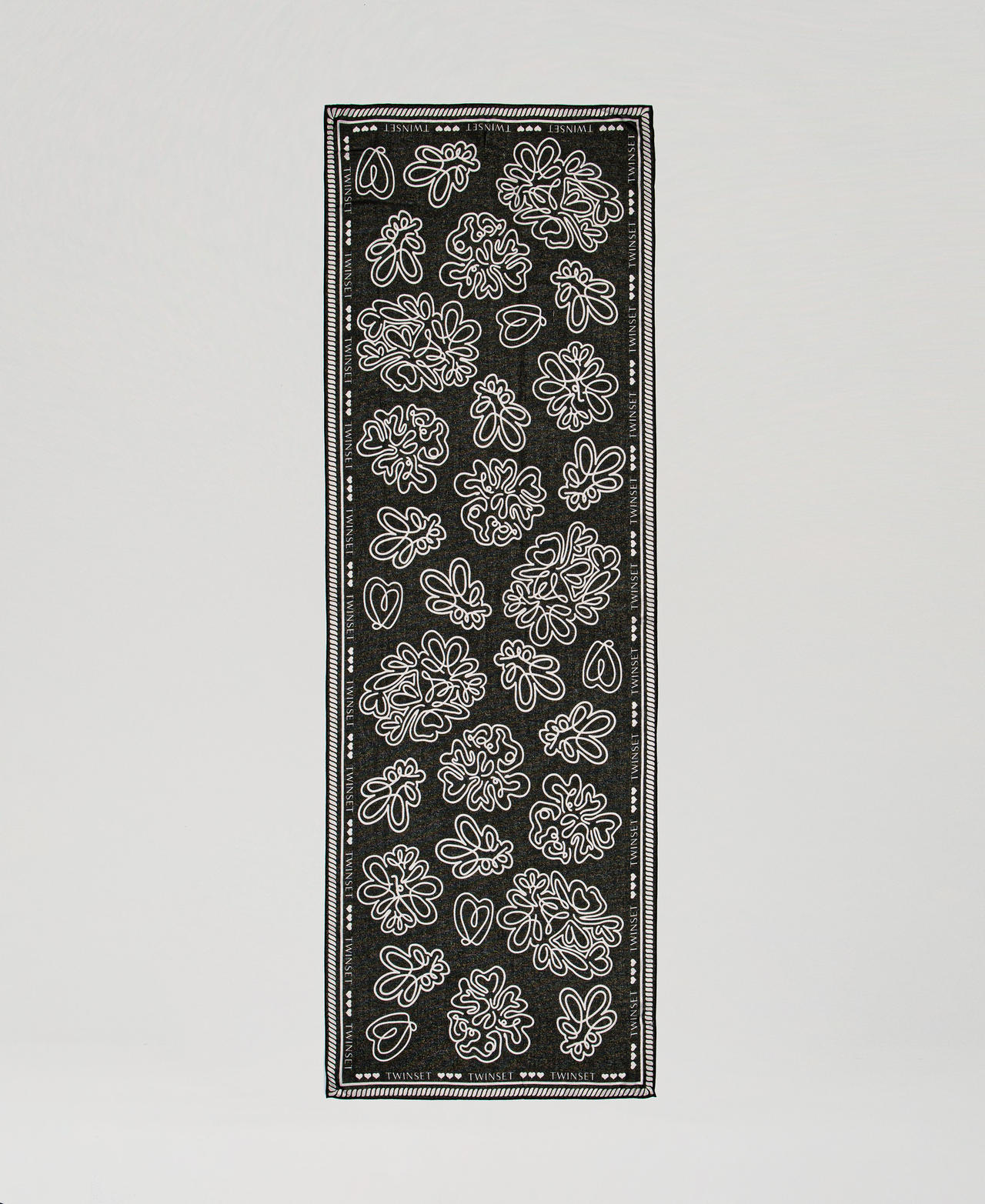 Scarf with lurex and print Black Woman 251LL5BDD_00006_05