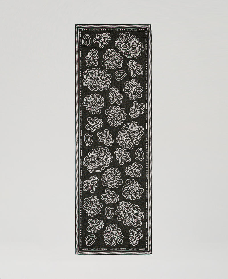 Scarf with lurex and print Black Woman 251LL5BDD_00006_05