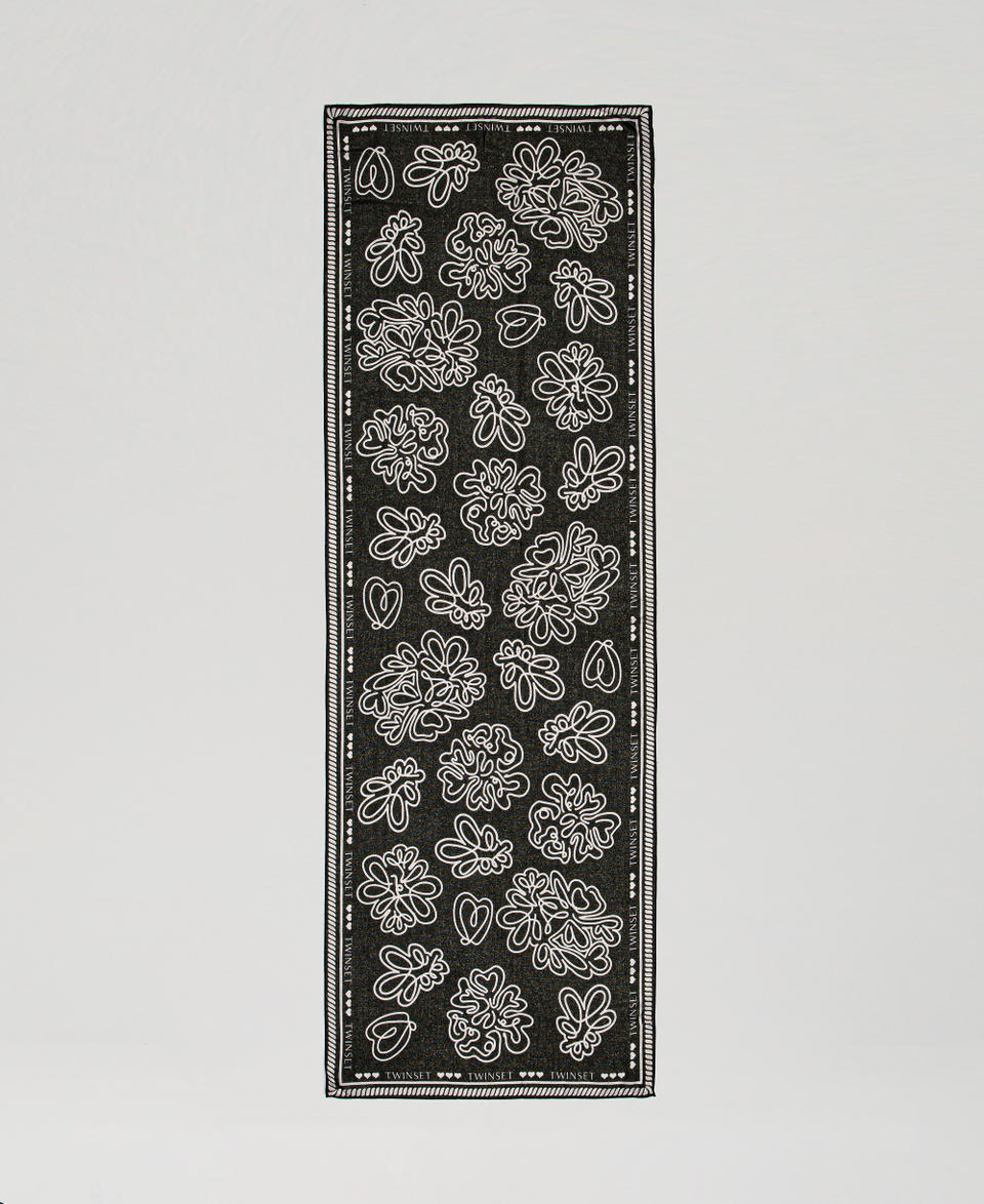 Scarf with lurex and print Black Woman 251LL5BDD_00006_05