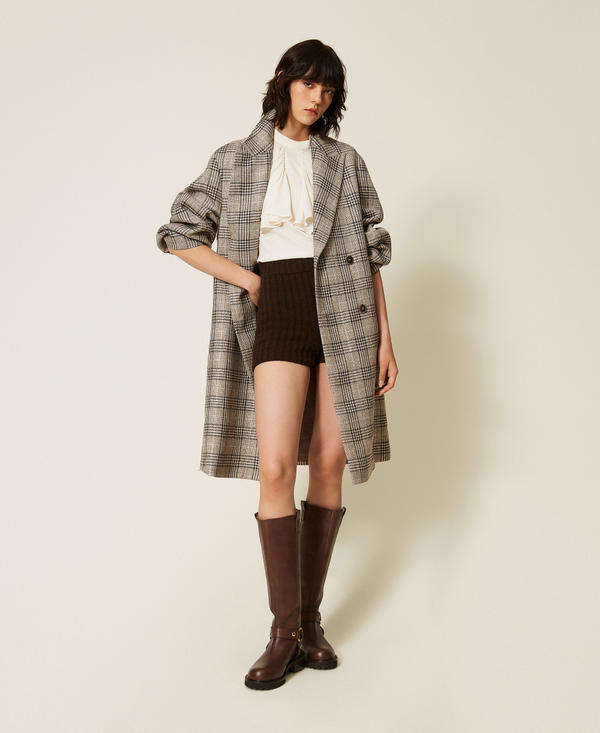 Cappotto in panno check con paillettes