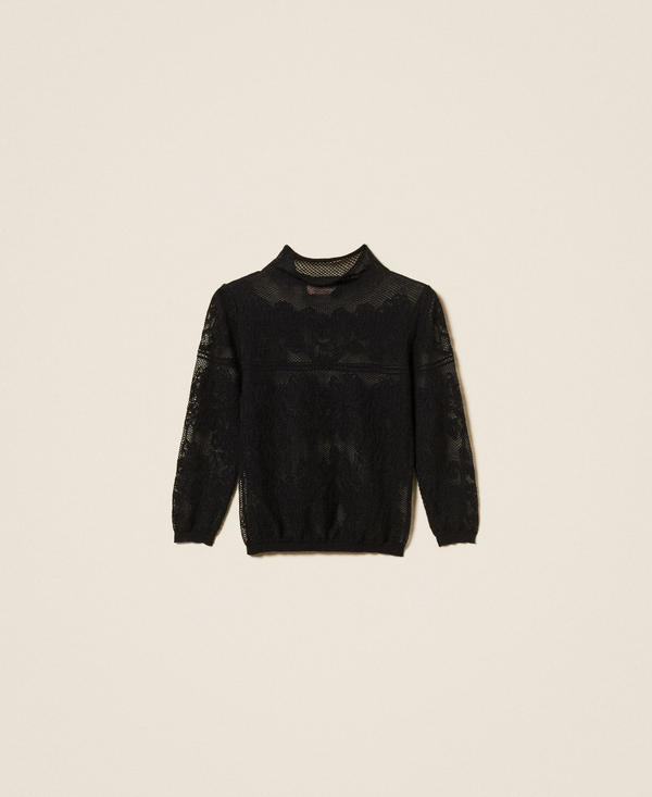 Stehkragenpullover mit Jacquard-Verarbeitung
