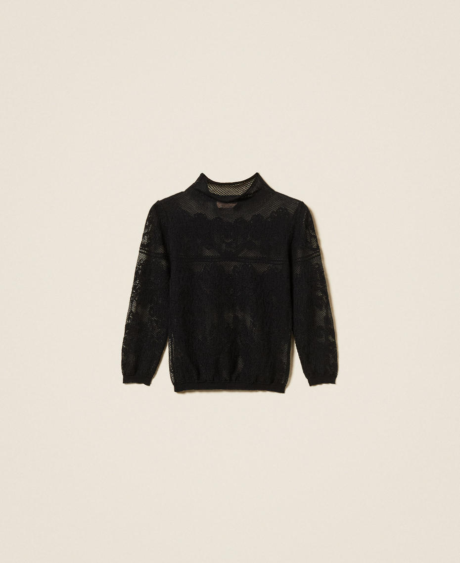 Stehkragenpullover mit Jacquard-Verarbeitung Schwarz Frau 262TF3031_00006_S0
