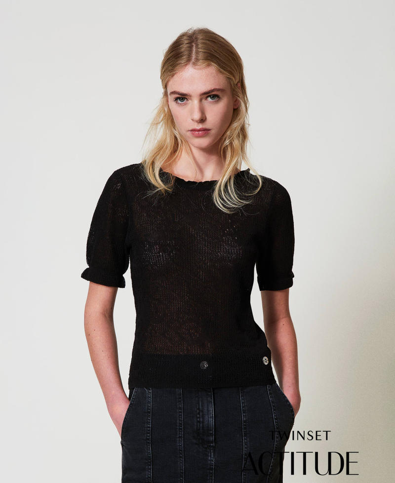 Dual-use floral jacquard top Black Woman 251AP3211_00006_PA