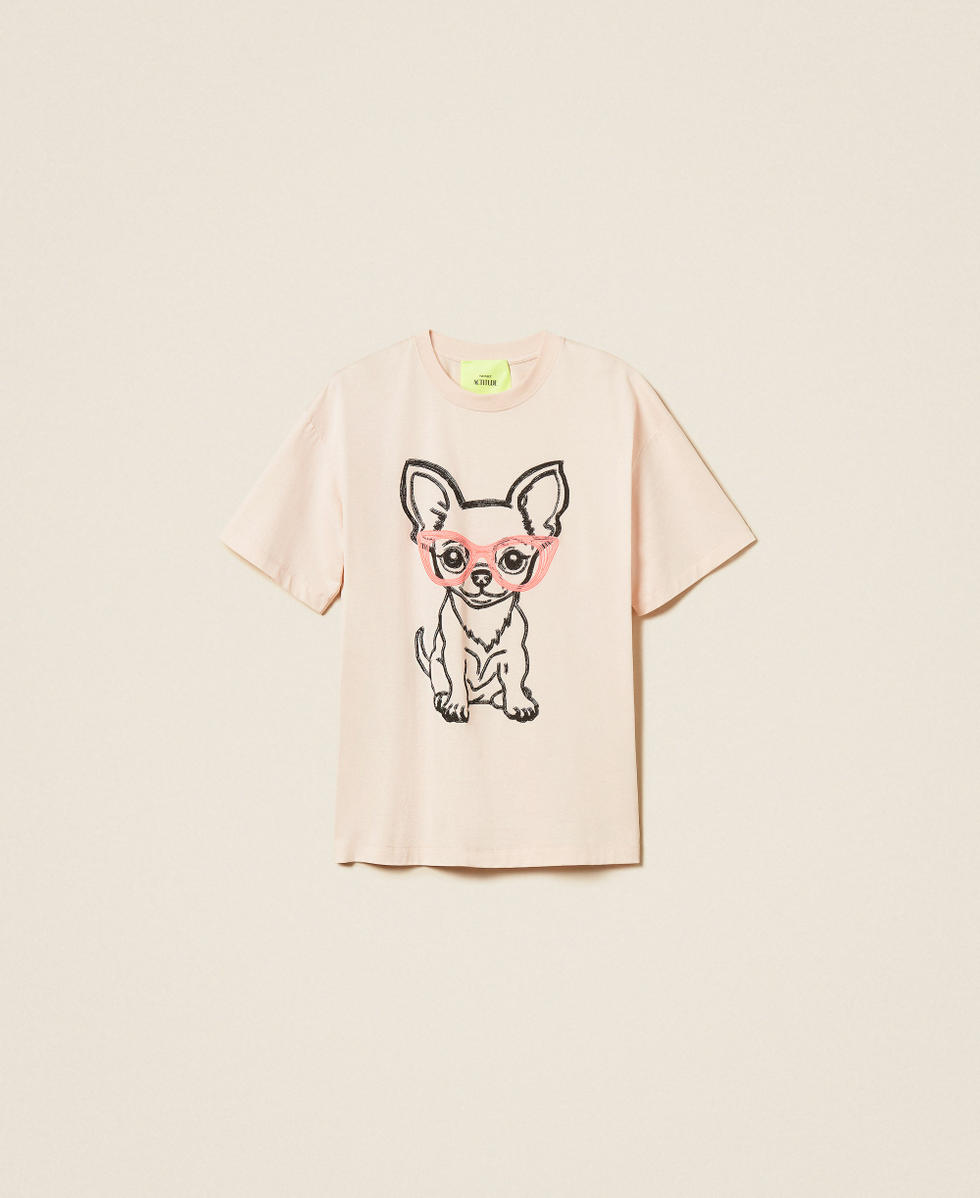 Camiseta oversize MYFO con estampado y bordado Blush Chihuahua Mujer 261AQ2010_13572_S0