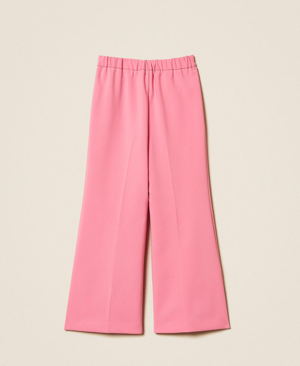 Flared cr&ecirc;pe trousers with slits "Sunrise" Pink Girl 261GJ2Q51_07207_S1