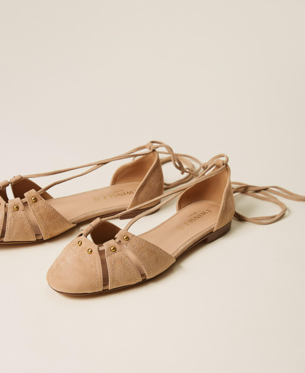 Suede ballet flats Rope Beige Woman 261TGT132_12145_02