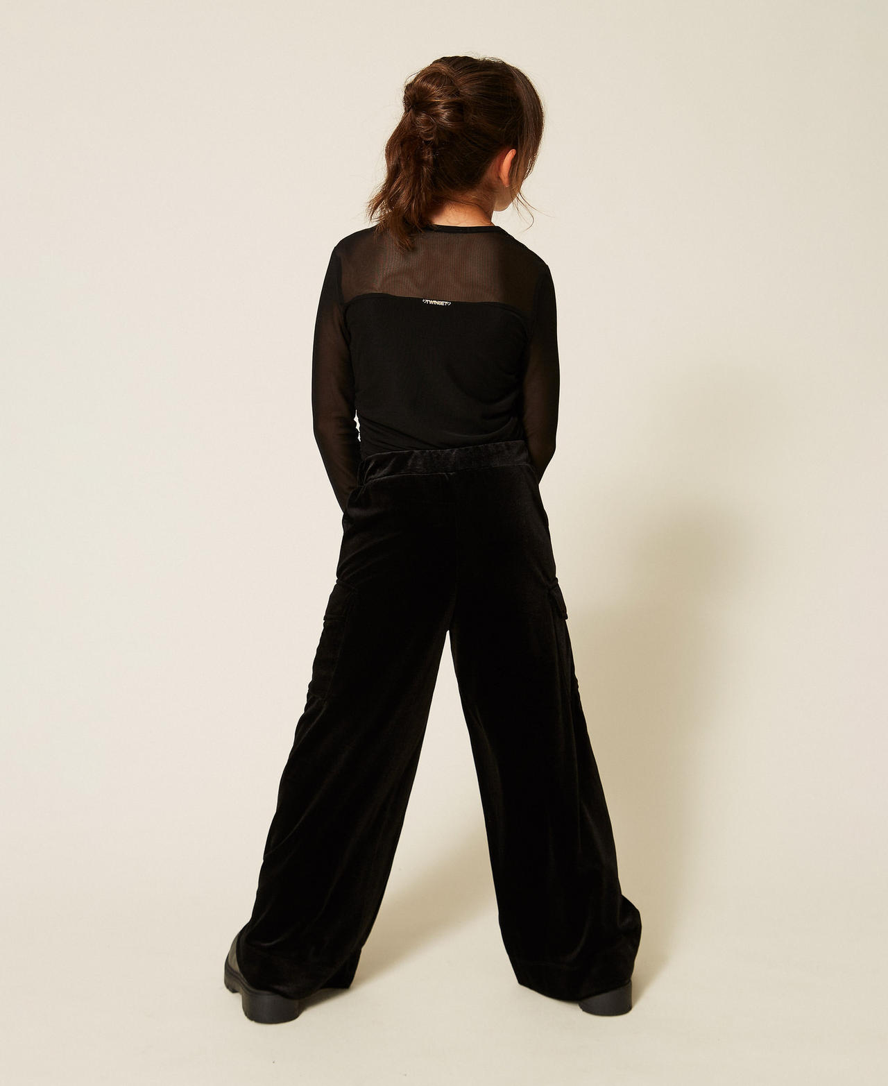 Palazzo-Hose aus Chenille Schwarz M&auml;dchen 262GJ2261_00006_03