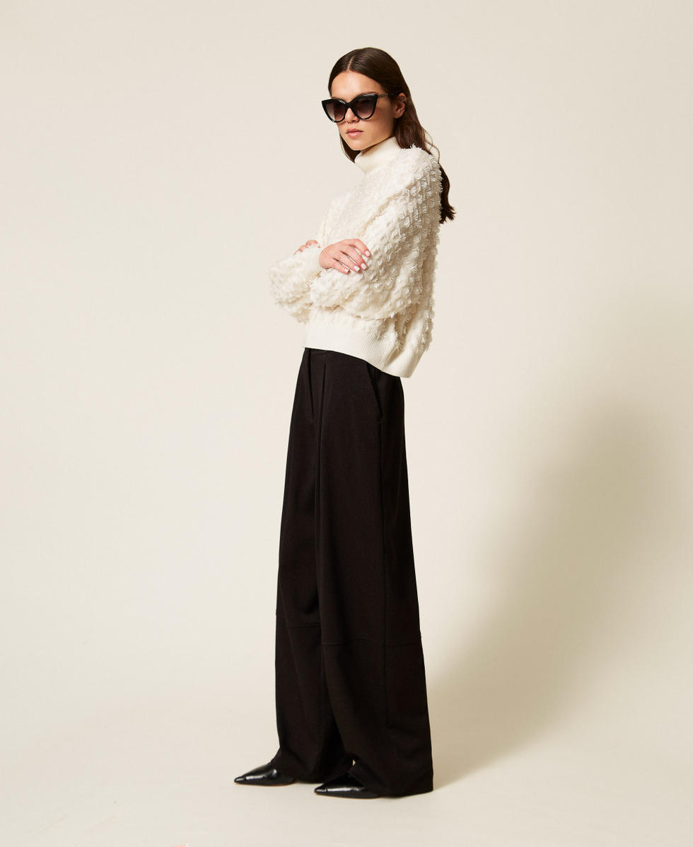 Pantalon palazzo avec pinces Noir Femme 252AT2011_00006_01