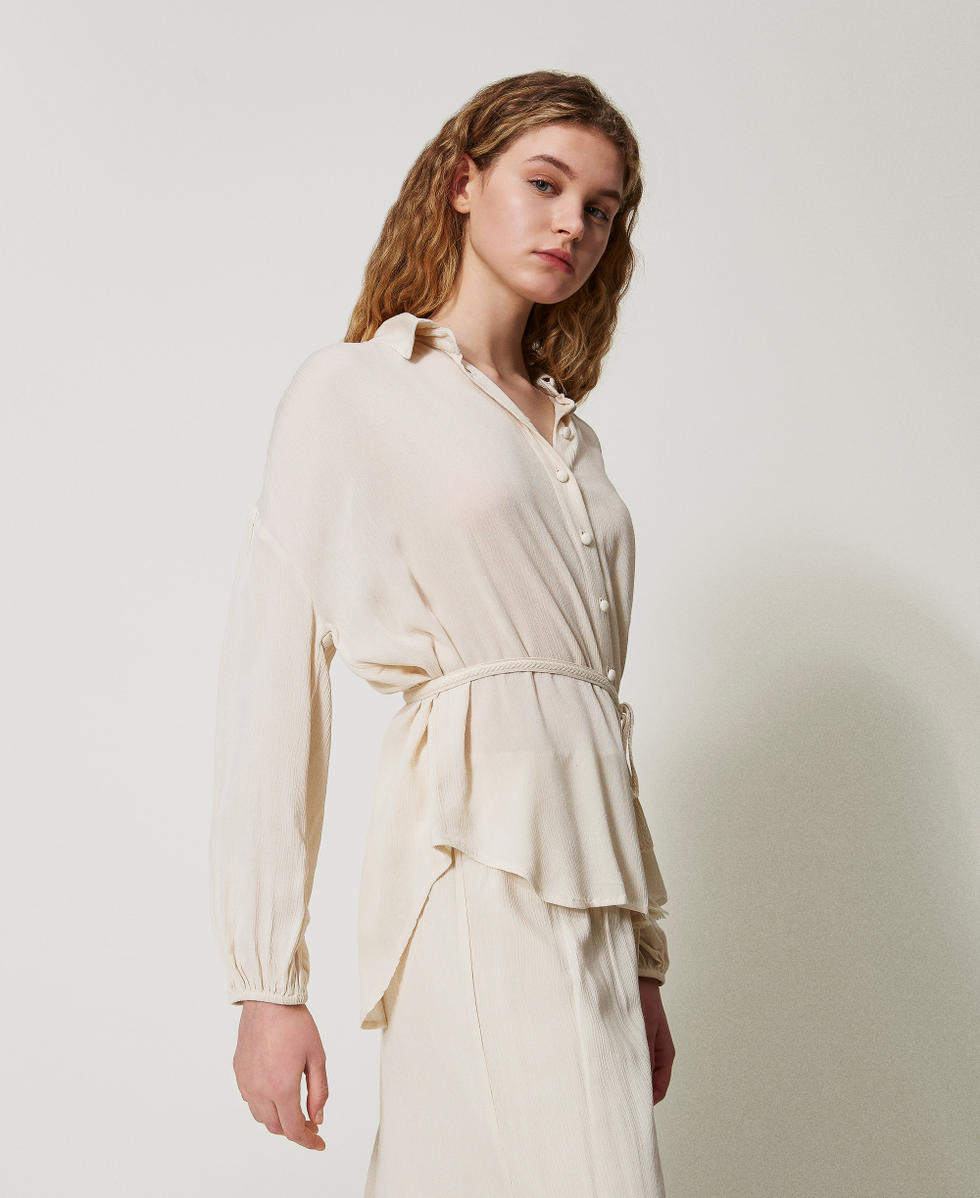 Crepon shirt with belt