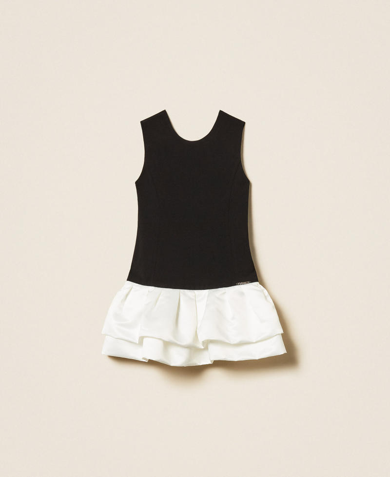 Short cr&ecirc;pe and duchesse dress Bicolour Black / "Snow" White Girl 261GJ2Q54_03710_S0