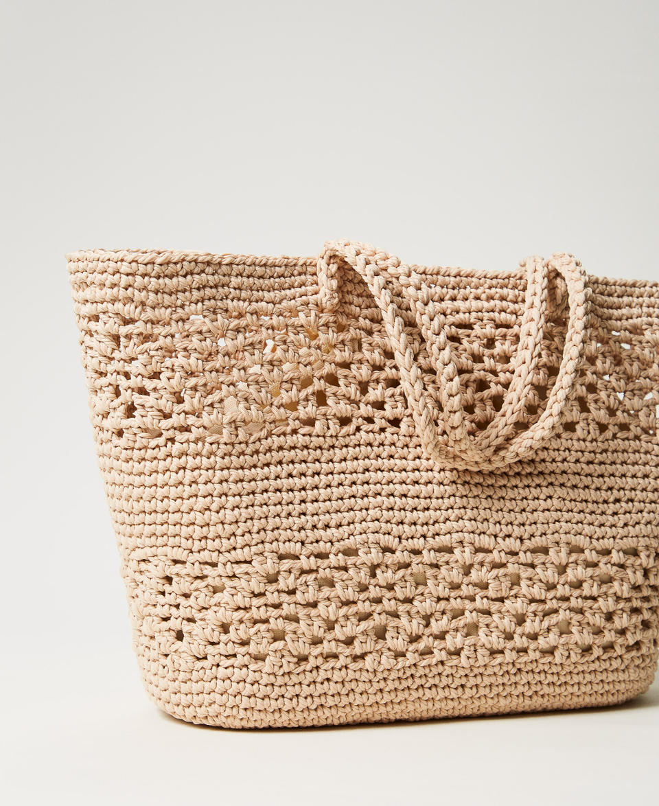 ‘Bohemienne‘ shopper in crochet Natural White Woman 251TD8110_00497_03