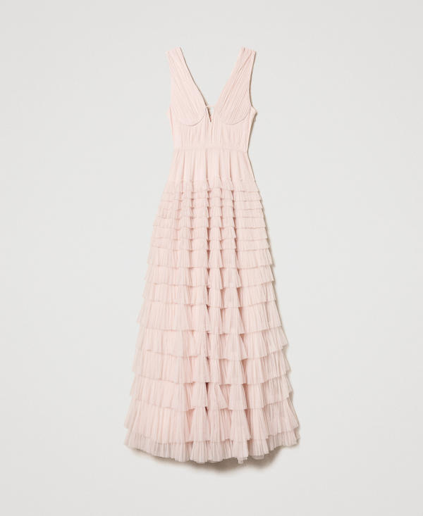 Vestido largo de tul plisado