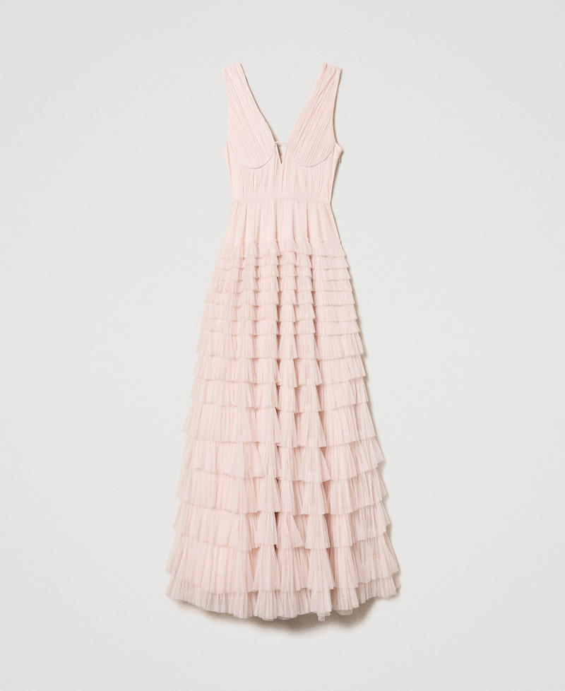 Long pleated tulle dress Fairy Rose Woman 251TQ2043_12294_S0