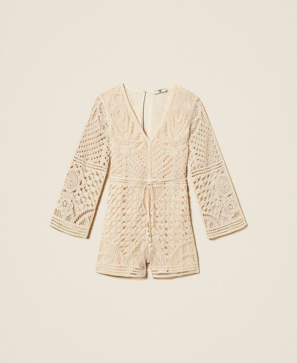 Crochet jumpsuit with belt
