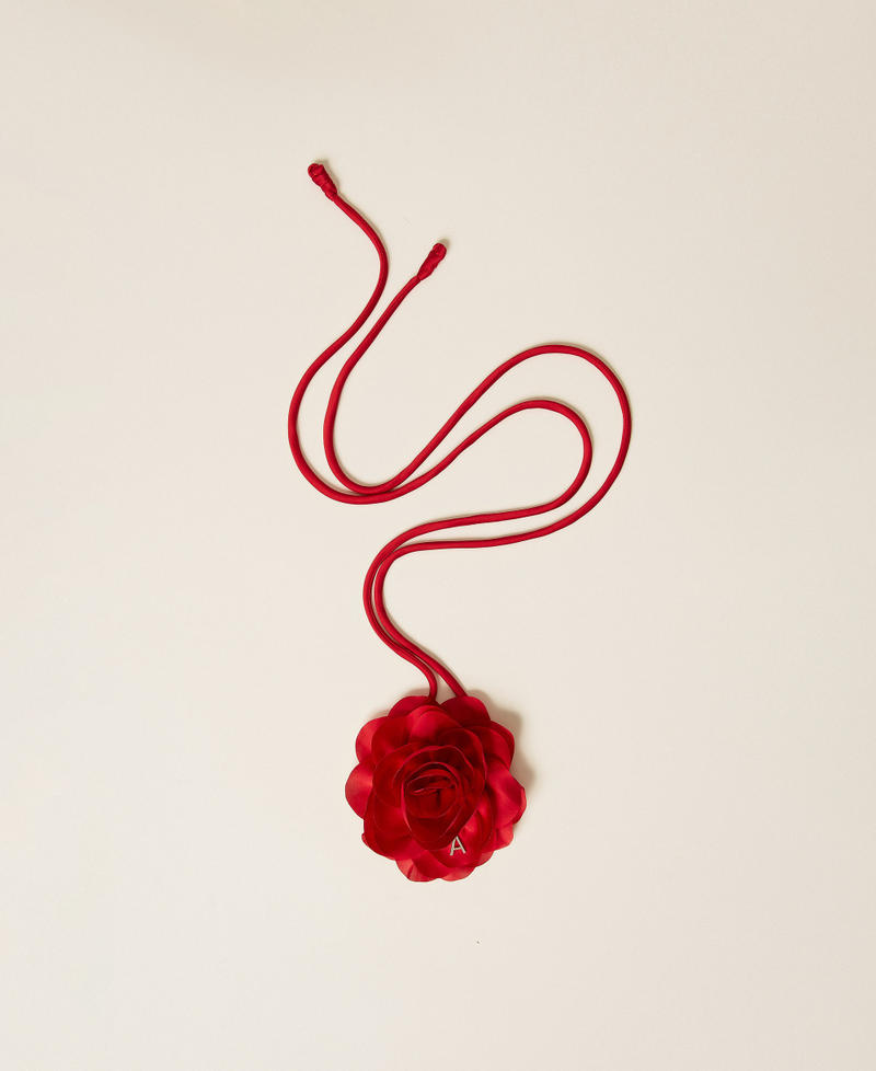 Choker with satin flower Magenta Red Woman 261AA4071_13160_01