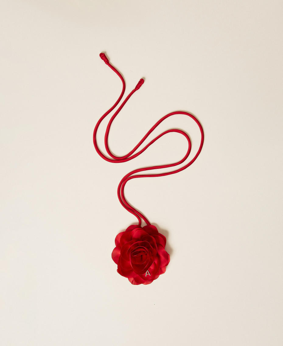 Choker with satin flower Magenta Red Woman 261AA4071_13160_01
