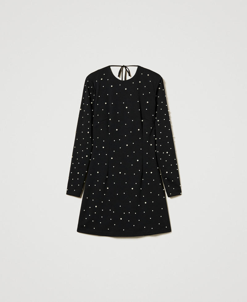 Kurzes Kleid mit Perlen Schwarz Frau 242LL2MBB_00006_S0