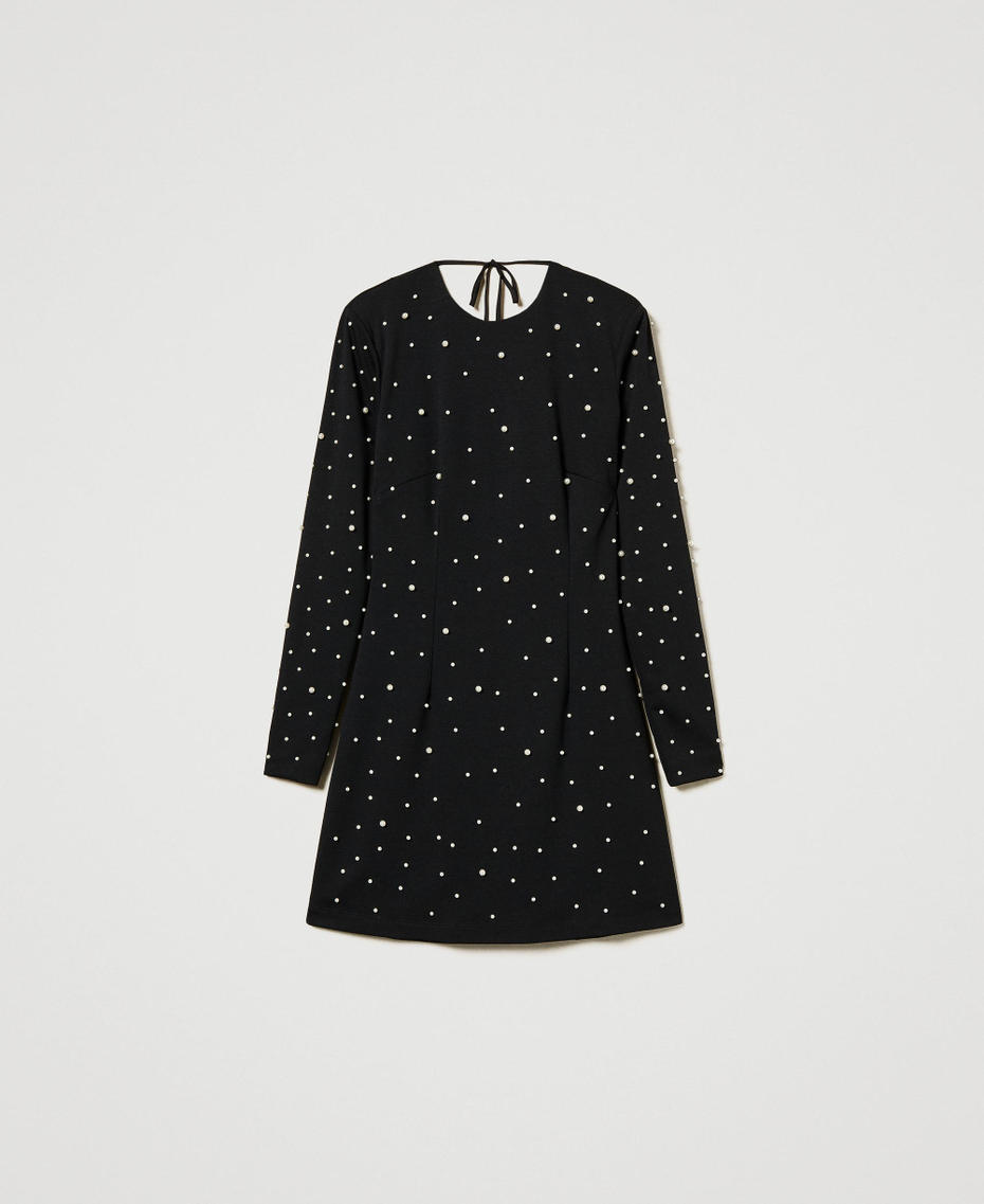 Kurzes Kleid mit Perlen Schwarz Frau 242LL2MBB_00006_S0