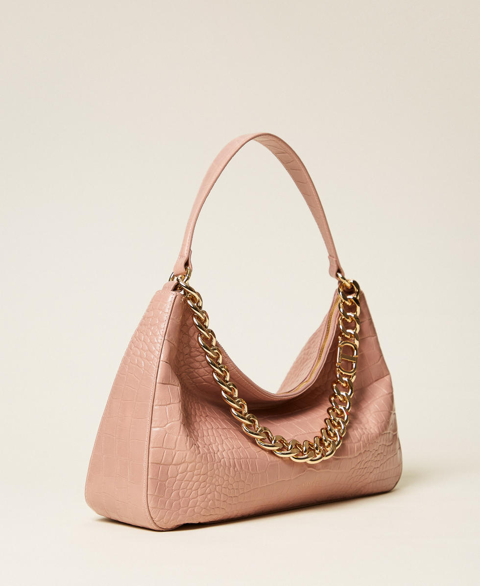 &ldquo;Liliane&rdquo; crocodile print leather bag Parisienne Pink Woman 252TD8252_00714_02
