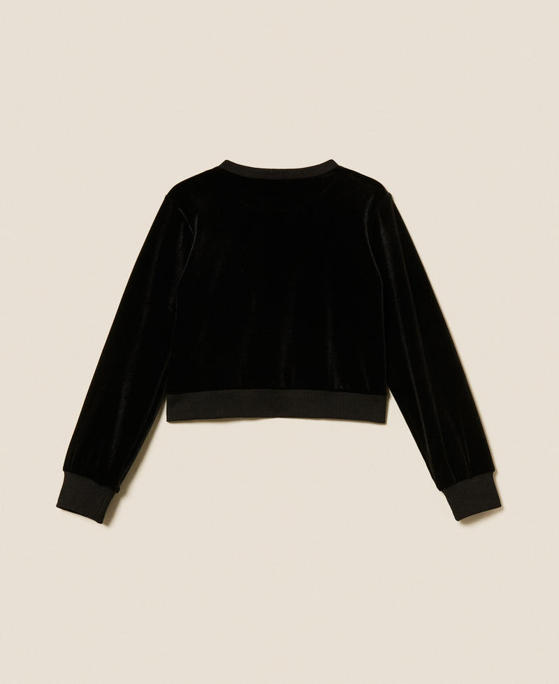 Chenille sweatshirt with Oval T Black Girl 252GJ2033_00006_S1
