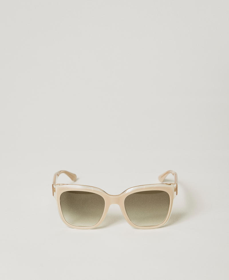 Geometric sunglasses Crystal White/Brown/Beige Parts Woman 999TZ5061_12469_01