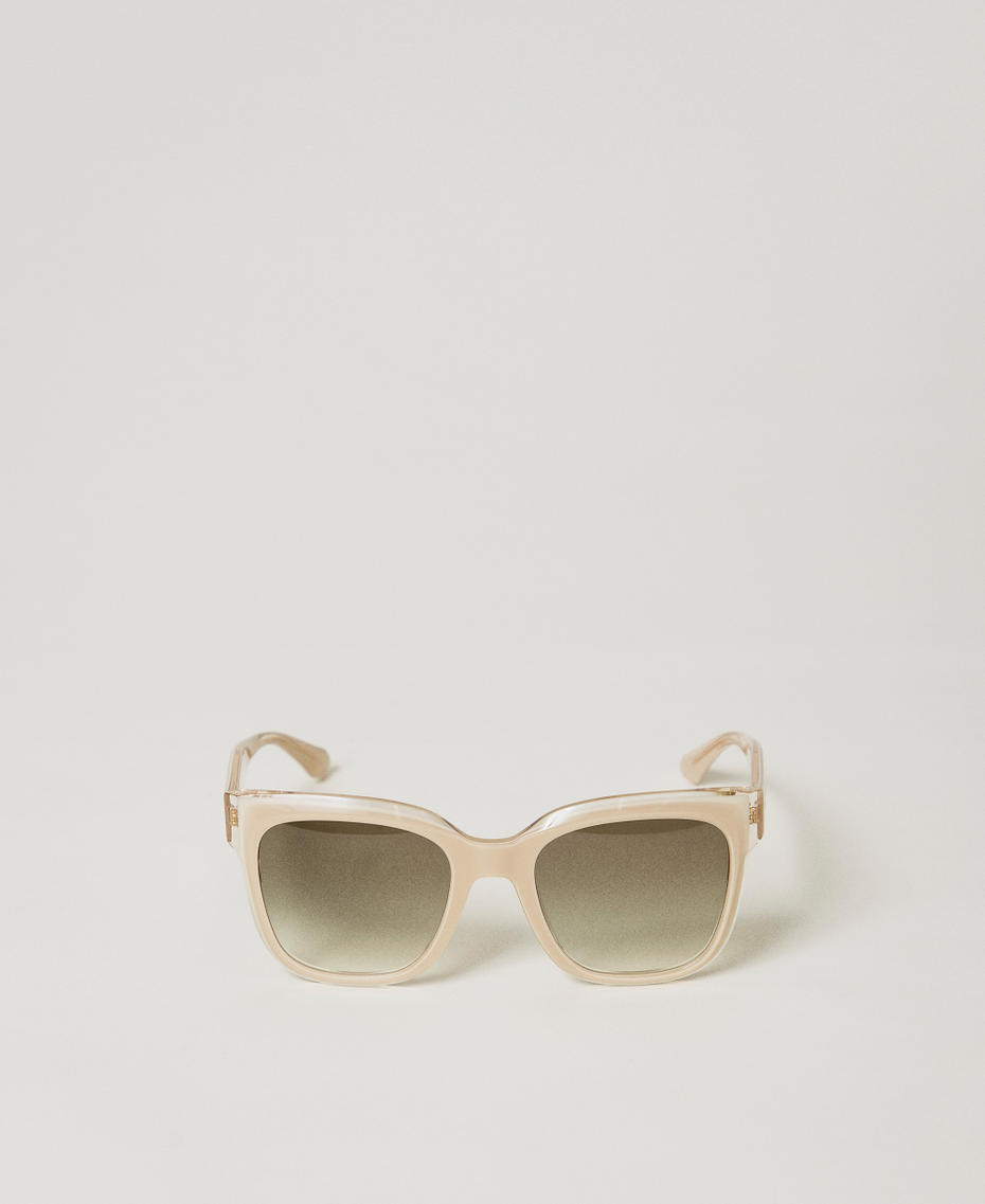 Geometric sunglasses Crystal White/Brown/Beige Parts Woman 999TZ5061_12469_01