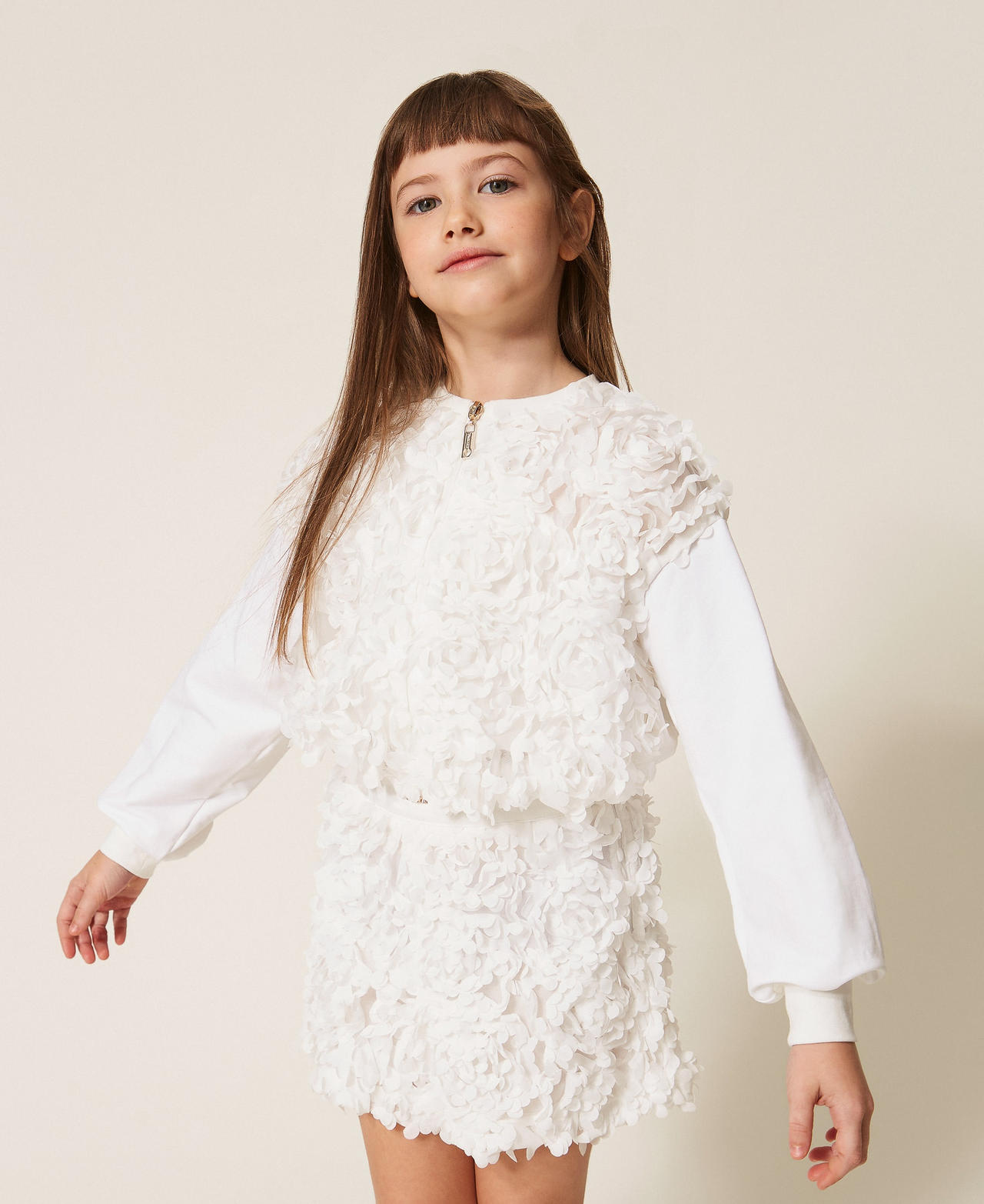 Twinset Girls Off White Sweatshirt With Roses