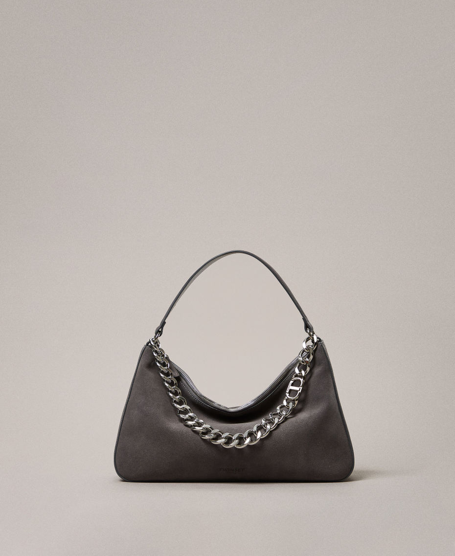'Liliane' medium suede bag Medium Melange Grey/Nickel Woman 252TB7162_12830_PS
