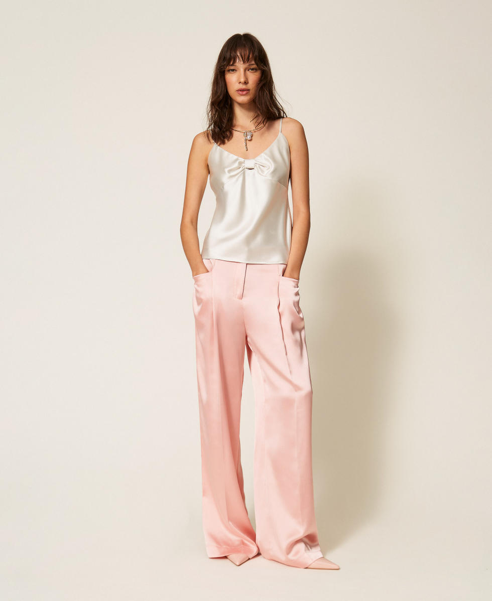 Top en satin avec n&oelig;ud Off White Femme 261AP2253_00526_T0