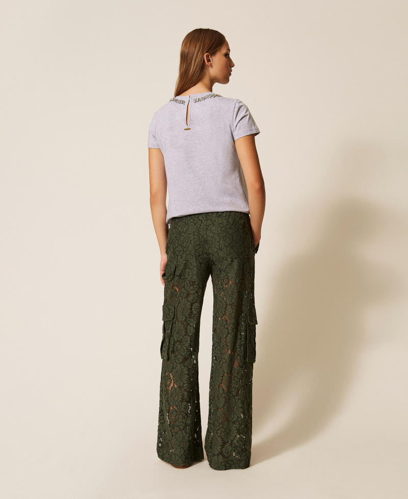 R&eacute;brod&eacute; lace cargo trousers Thyme Green Woman 261LL2AGG_12843_03