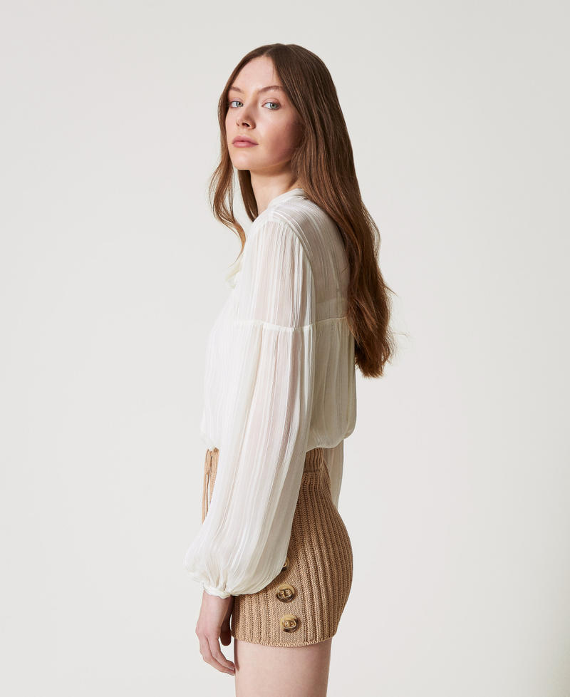 Striped jacquard blouse White Snow Woman 251TP2263_00282_02