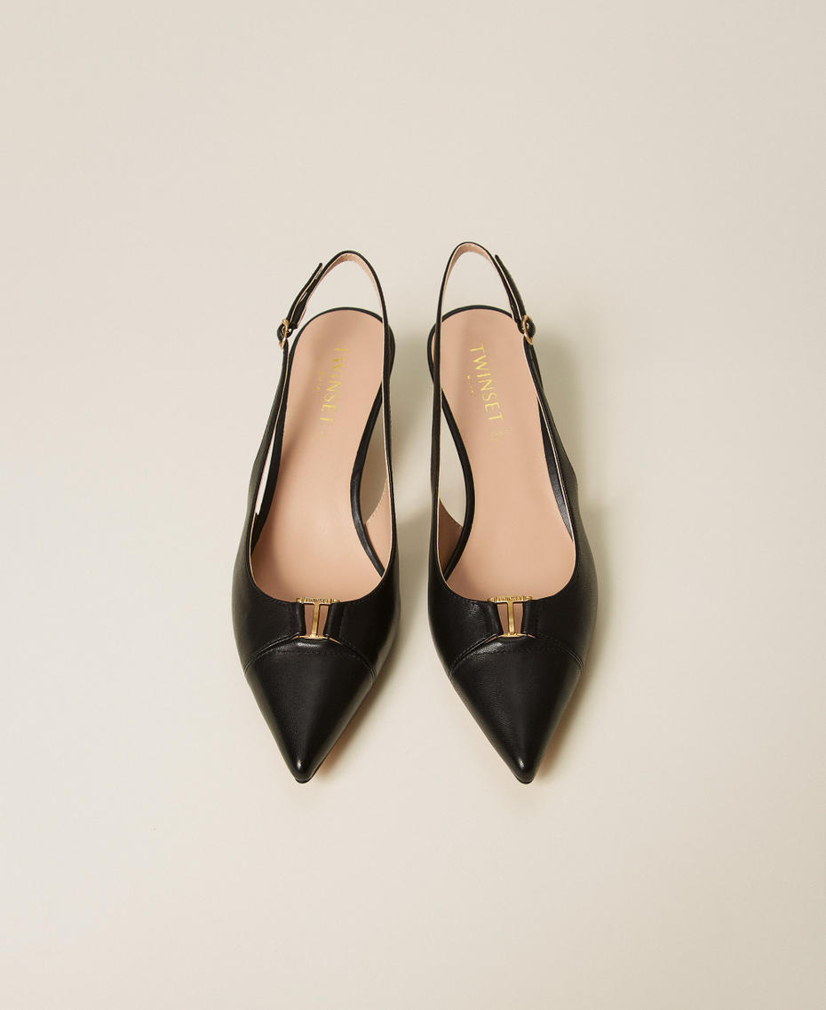 Leather sling backs Black Woman 261TCP034_00006_04