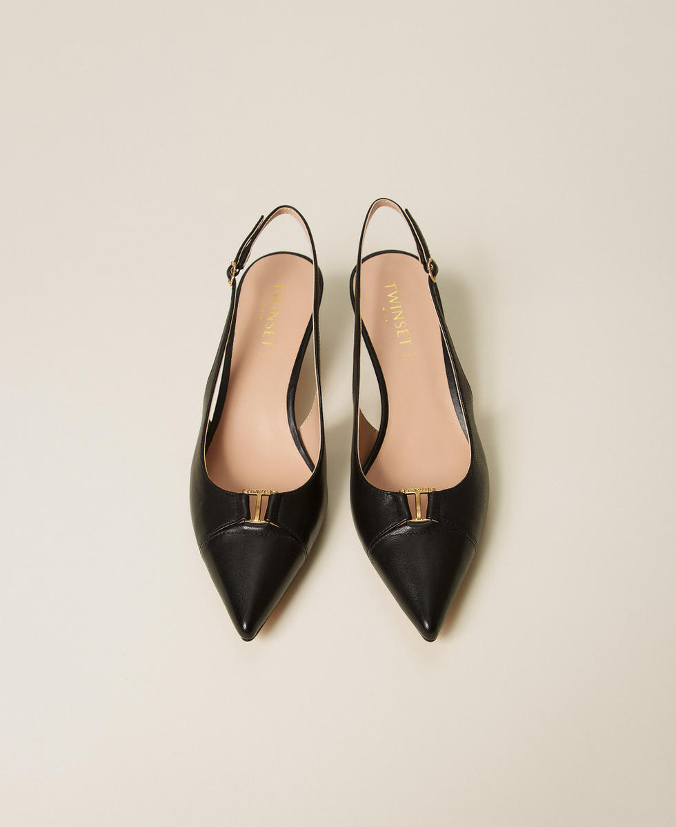 Escarpins slingbacks en cuir Noir Femme 261TCP034_00006_04