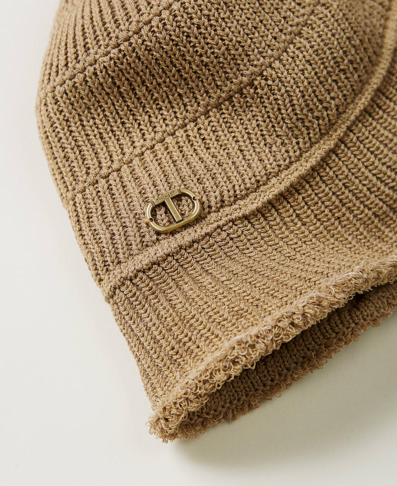 Knitted bucket hat Rope Beige Woman 251TA4300_12145_02