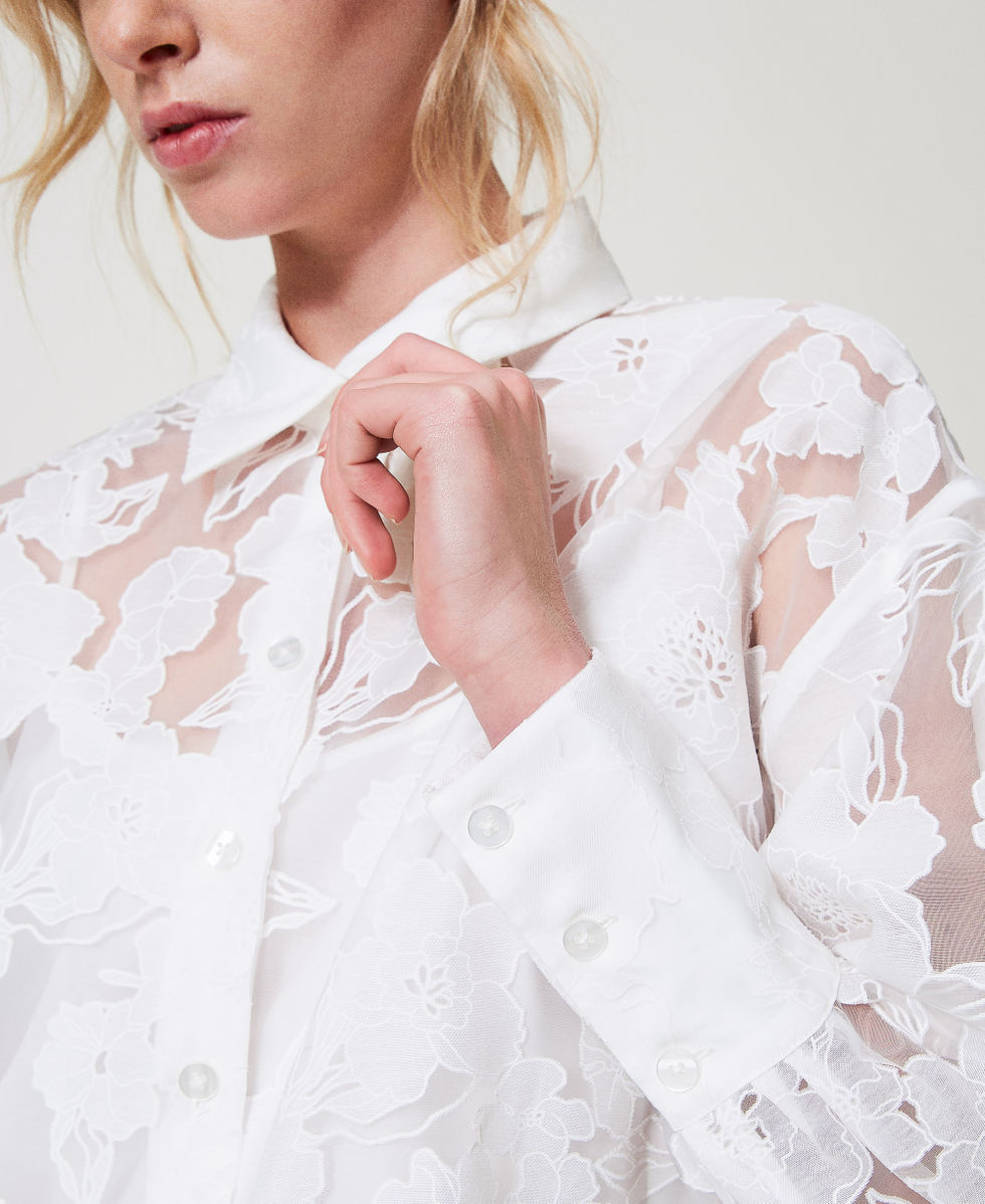 Fil coup&eacute; organza shirt "Papers" White Woman 251AP2411_00840_03