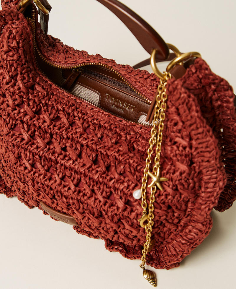 Crochet raffia Croissant bag Henna Brown Woman 261TD8300_13332_04