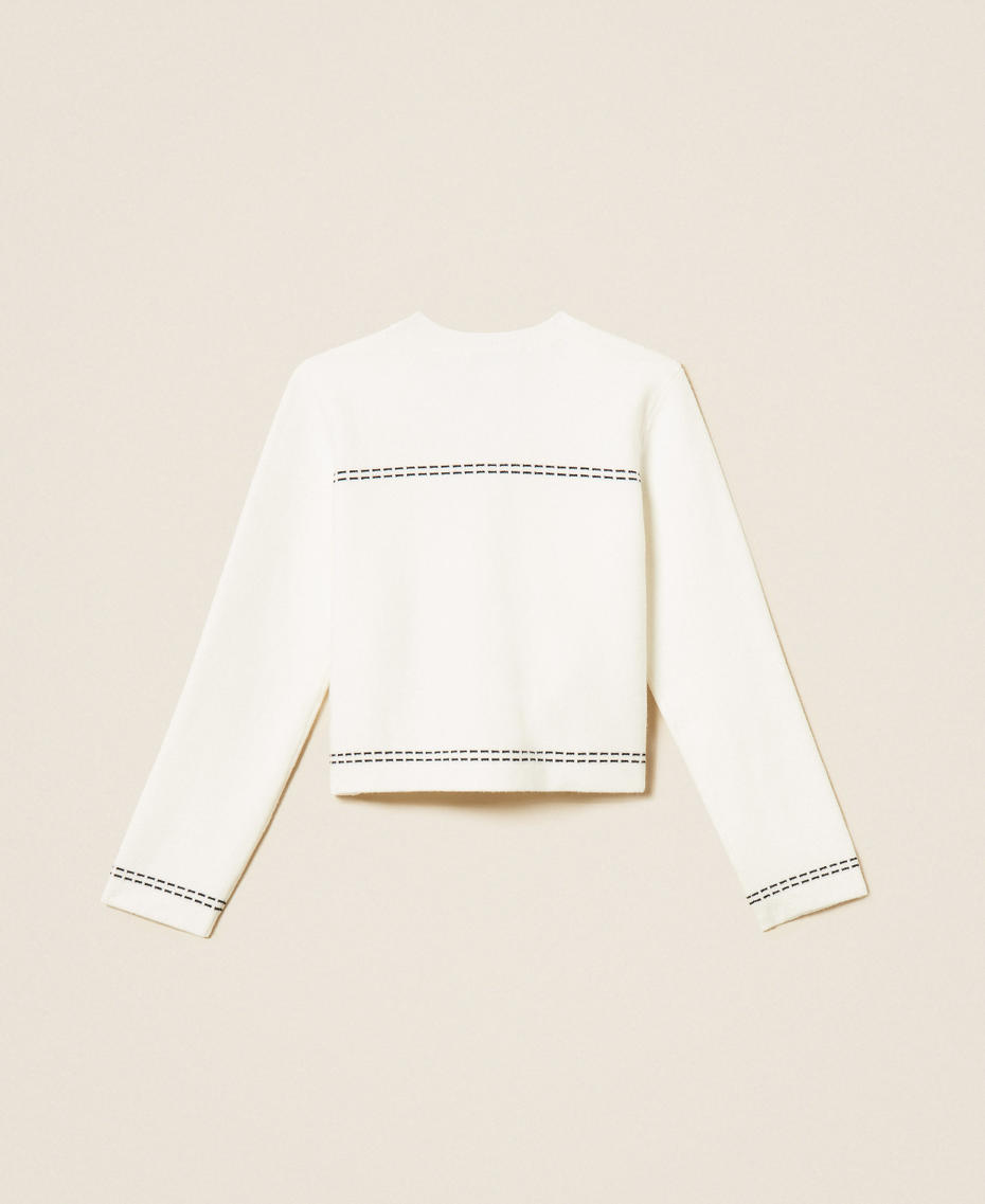 Knitted jacket with stitching "Snow" White/Black Girl 262GJ3020_13770_S1