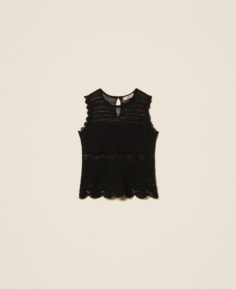 Top en maille avec strass Noir Femme 261TT3172_00006_S0