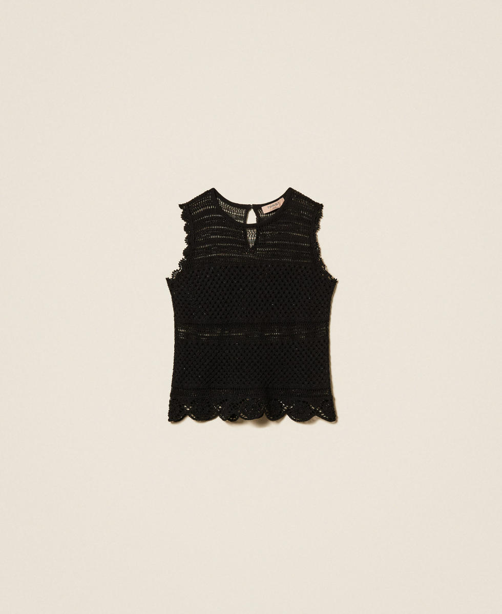 Knit top with rhinestones Black Woman 261TT3172_00006_S0