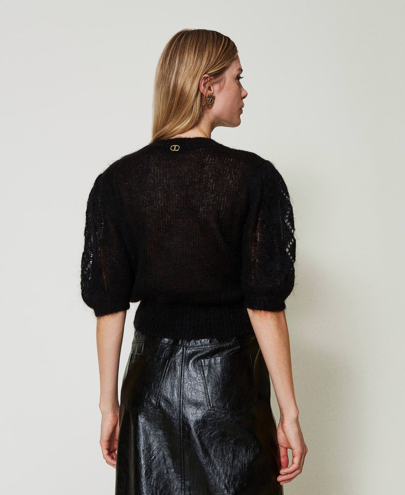 Mohair and wool jumper with lace Black Woman 242TP3423_00006_03