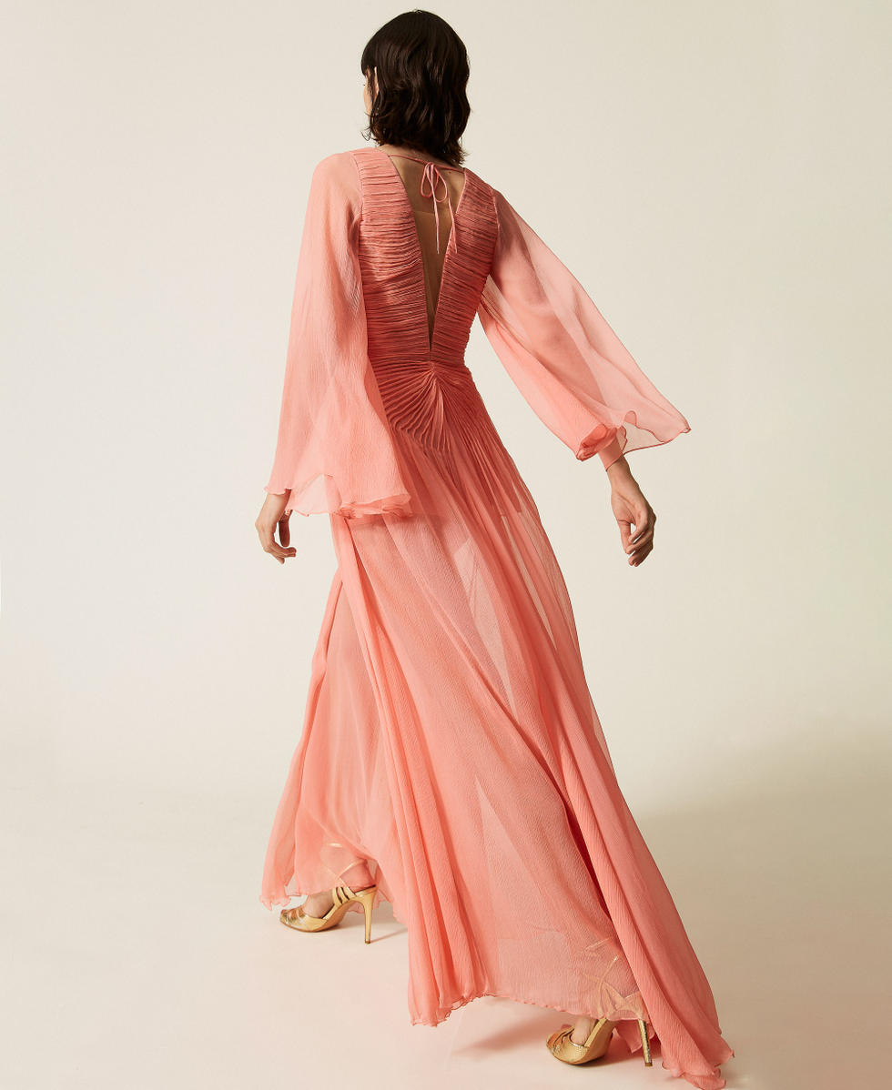Silk creponne long dress