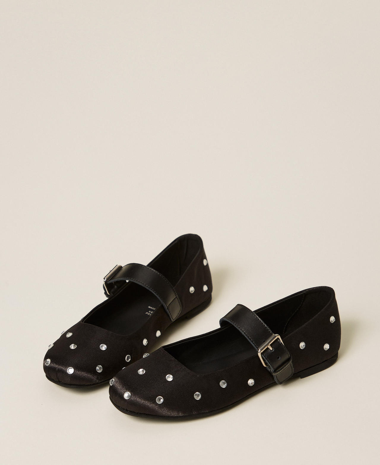 Mary Jane satin ballet flats with rhinestones Black Girl 261GCJ024_00006_02