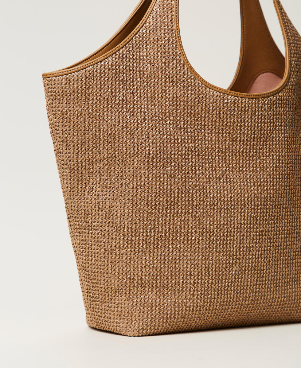 Faux straw shopper bag Brown Box Woman 251LL8AAA_12112_03