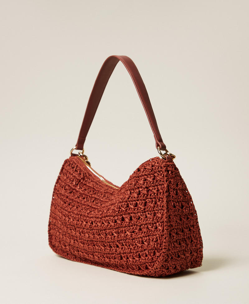 Large crocheted raffia Liliane bag Henna Brown Woman 261TD8080_13332_03
