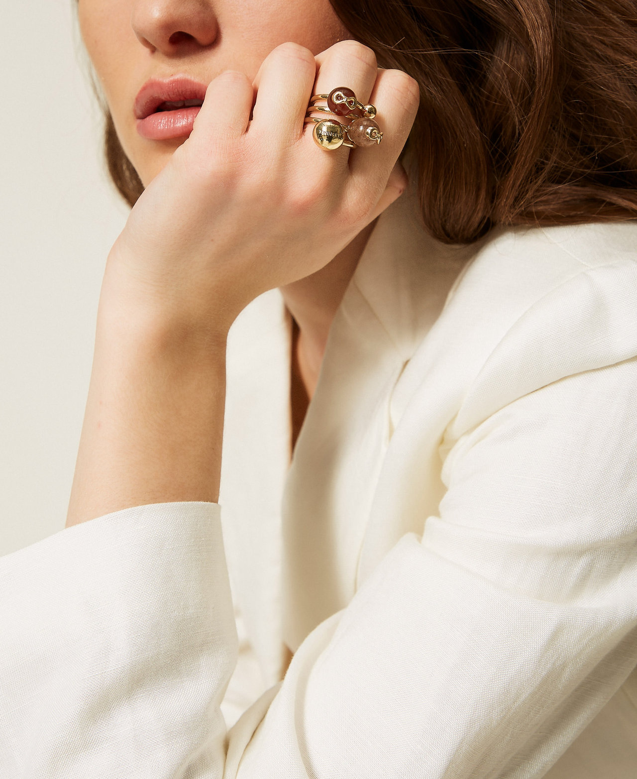 Ring with multicolour stones Indian Red/Cashmere Rose Woman 261TO5023_13529_T0