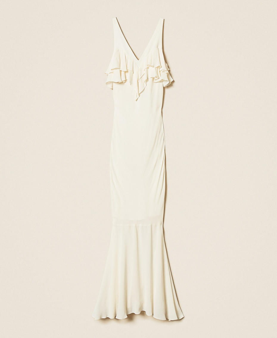 Длинное ярусное платье из крепа Перламутр женщина 261TT2070_00059_S0