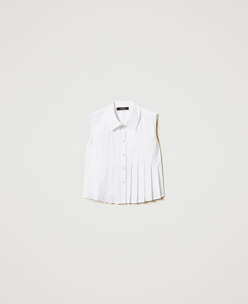 Cropped shirt with pleats "Papers" White Woman 251AP2290_00840_S0