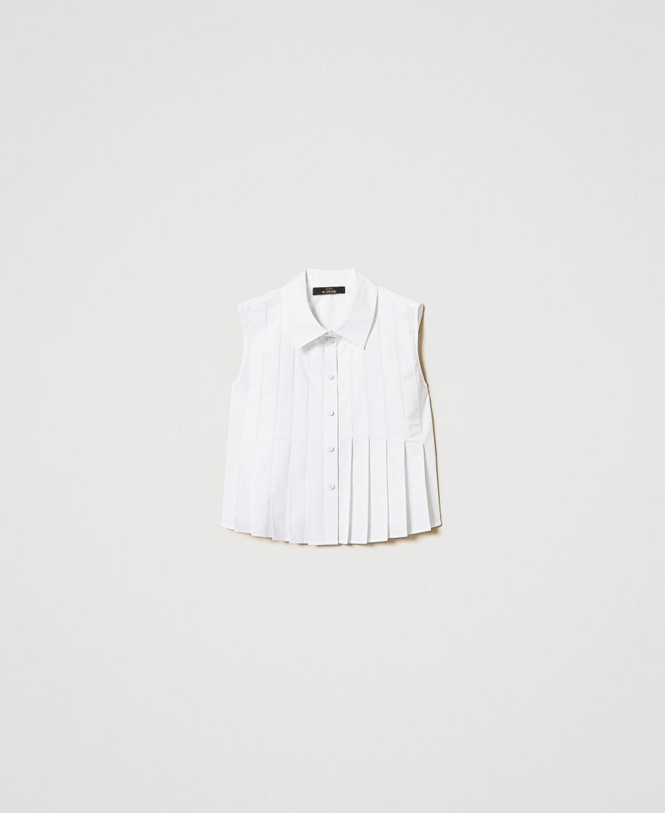Cropped shirt with pleats "Papers" White Woman 251AP2290_00840_S0