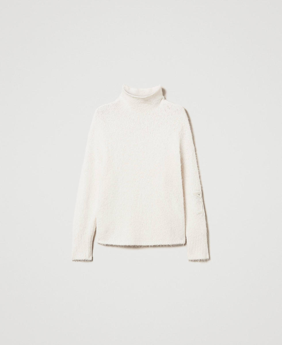 Pullover MYFO aus Alpakamischung Wei&szlig; Schnee Frau 242AQ3410_00282_S0